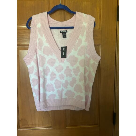 Hot Topic - Pink Cow Pattern Girls Sweater Vest - Plus Size 1 - NWT - Picture 2 of 4